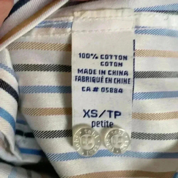 Tabi petite, 100% cotton, Wrinkle Resistant Striped  Button Down Shirt, NWOT - Picture 5 of 6